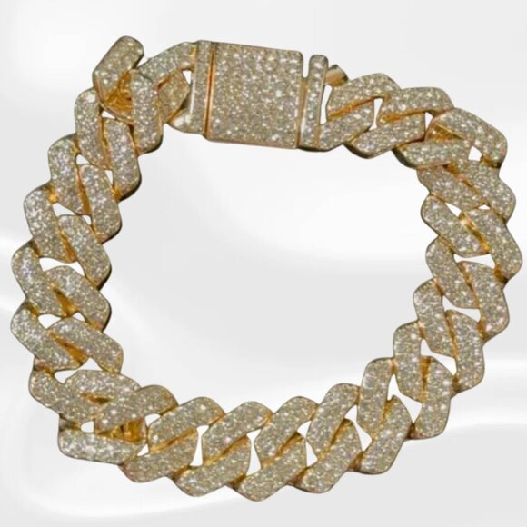 Jewelry - ✨ Sparkly Gold Cuban Link Bracelet | Faux Diamond Bling | Men's & Women's